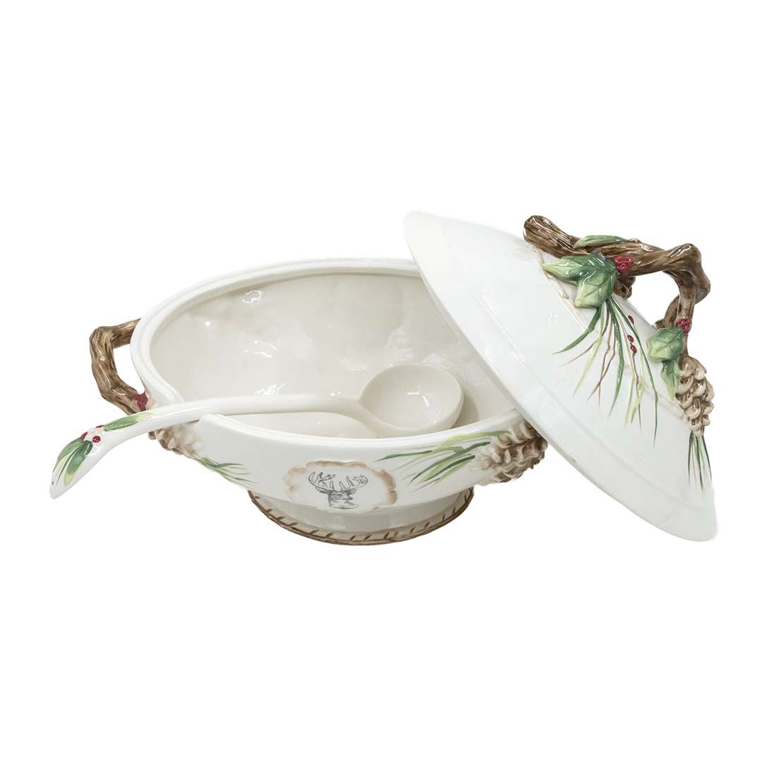"Zuppiera Montagna con Inserti di Pigne e Foglie" L38X26 CM – Image 3