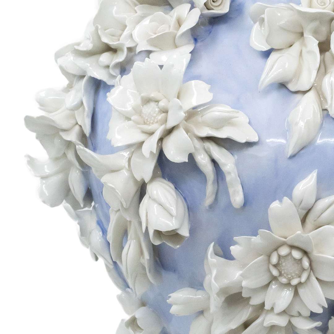 "Potiche Intagliata c/Rose,Uccellini e Coperchio" H45X26 CM - immagine 3