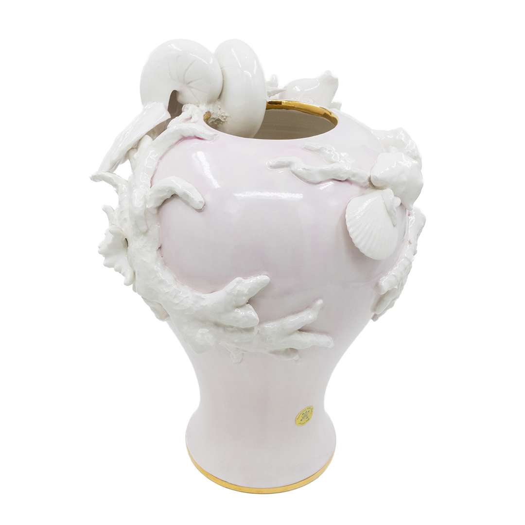 "Vaso Rosa Mare c/Inserti Conchiglie Bianco" H35X20 CM – Image 3