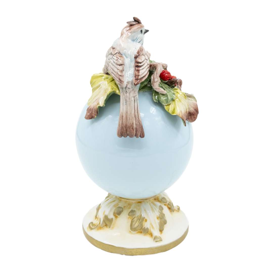 "Sfera Celeste c/Pappagallo su Piedistallo" H20X13 CM - immagine 4