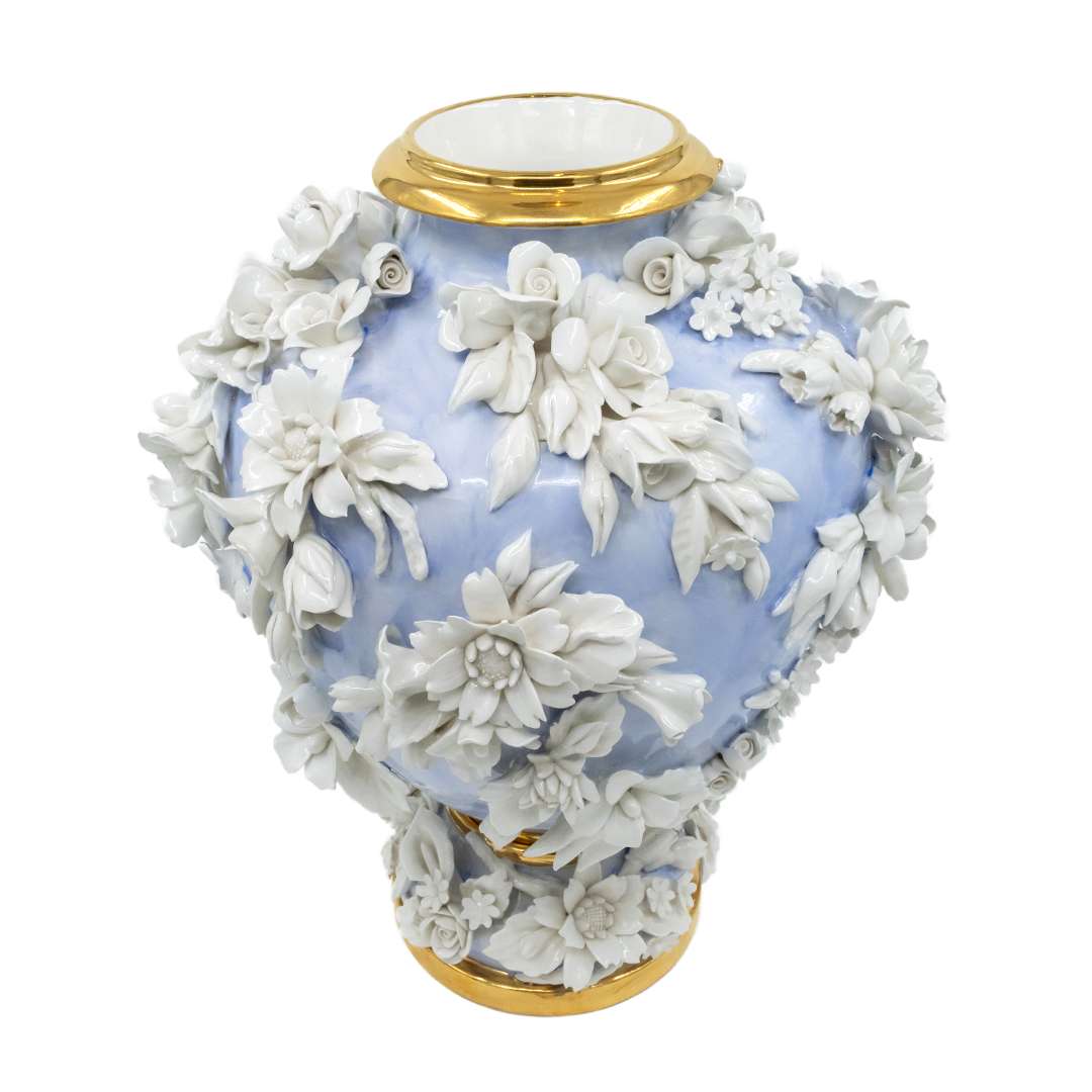 "Potiche Intagliata c/Rose,Uccellini e Coperchio" H45X26 CM - immagine 4