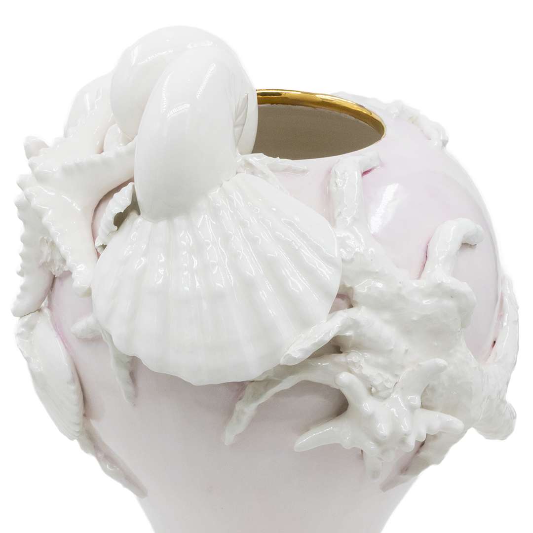 "Vaso Rosa Mare c/Inserti Conchiglie Bianco" H35X20 CM – Image 4