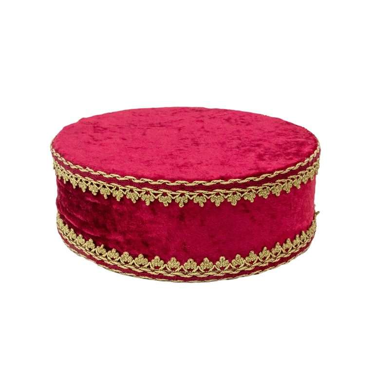 “Base in Velluto Rosso e Oro” D25 H10 CM
