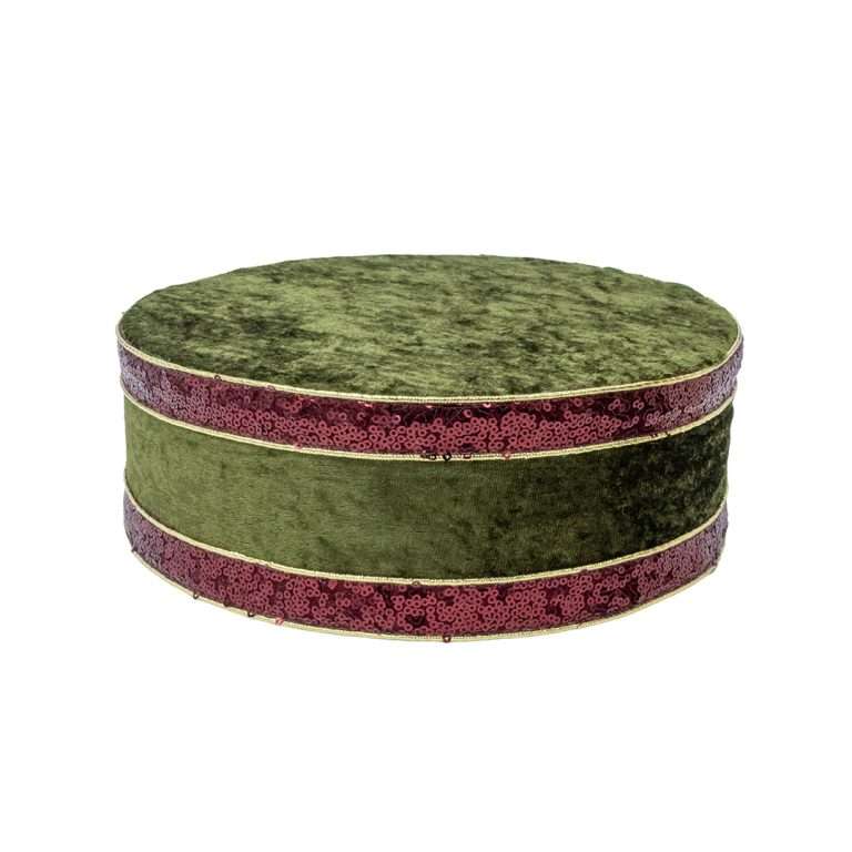 “Base in Velluto Verde e Oro” D25 H10 CM