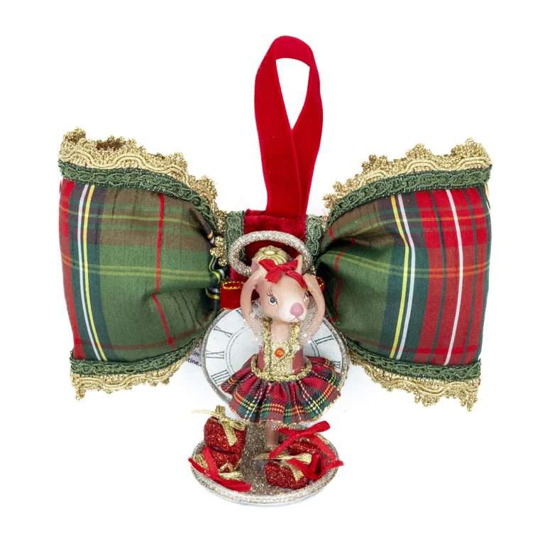 "Decorazione Ballerina Topina in Orologio Tartan" H21X19 CM
