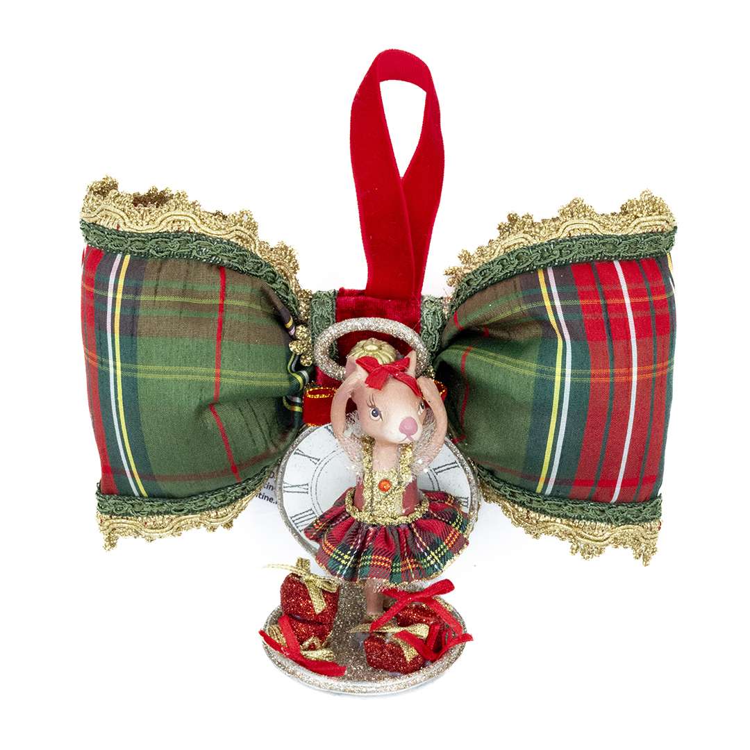 "Decorazione Ballerina Topina in Orologio Tartan" H21X19 CM
