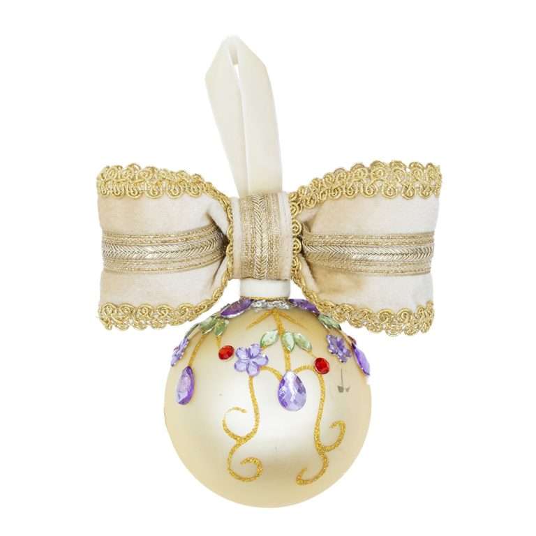 "Decorazione Sfera Gemme Crema" H15X17 D10 CM