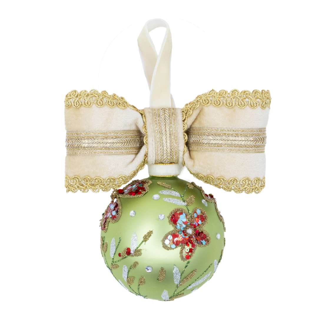 "Decorazione Sfera Gemme Verde" H15X17 D17 CM