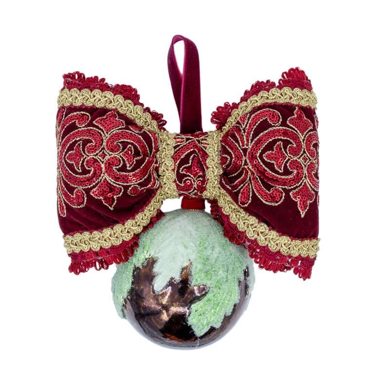 "Decorazione Sfera in Vetro Foglie" H22X19 CM D10 CM