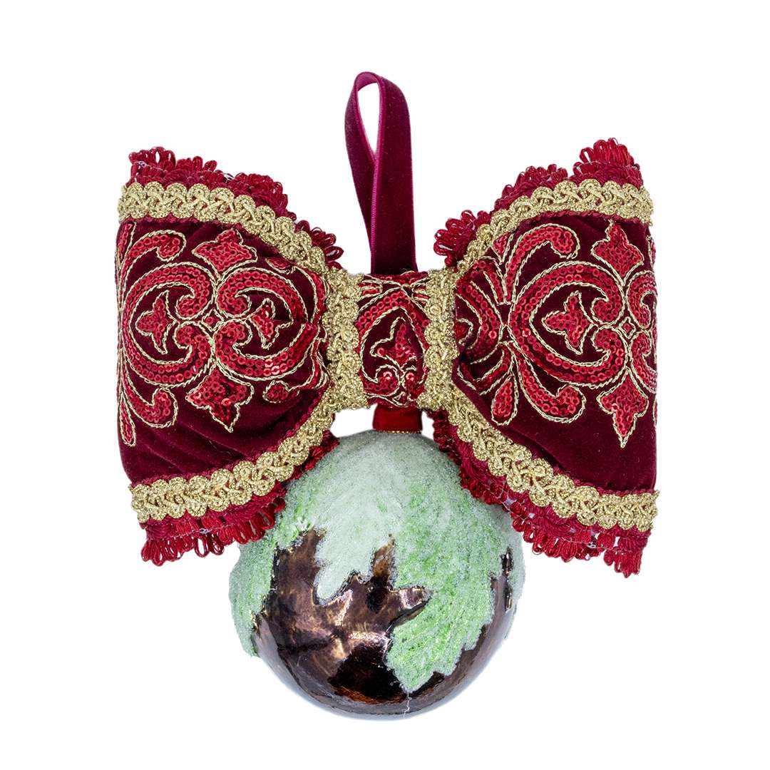 "Decorazione Sfera in Vetro Foglie" H22X19 CM D10 CM
