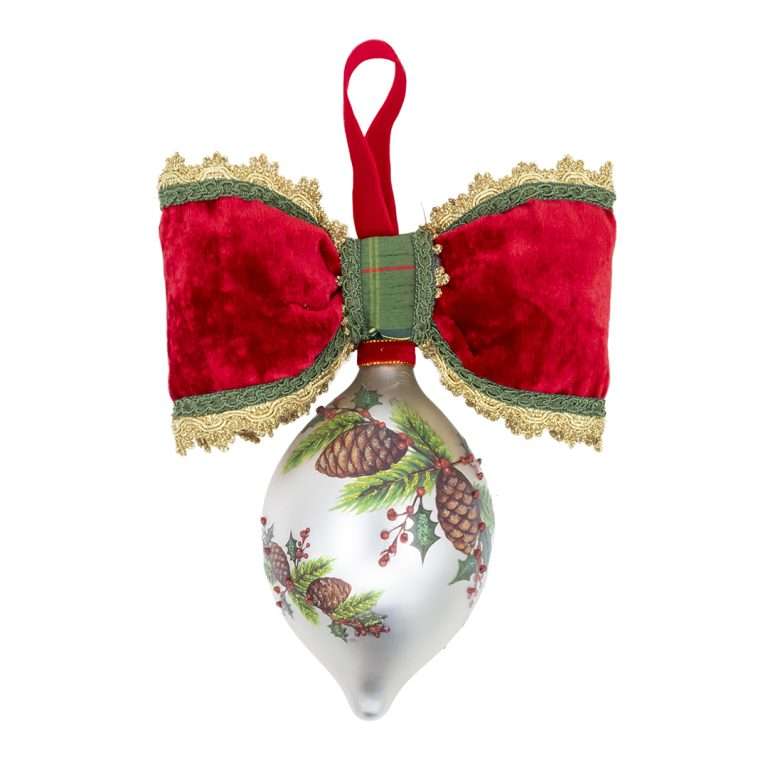 "Decorazione Sfera Fuso con Decoro Pigne" H25X20