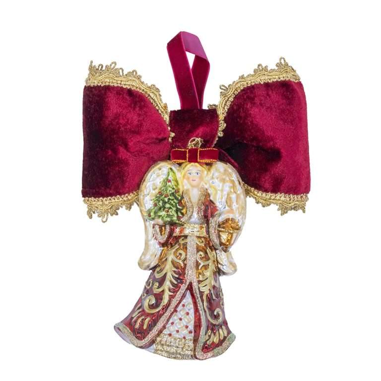 "Decorazione Angelo Oro e Bordeaux" H25X20 CM