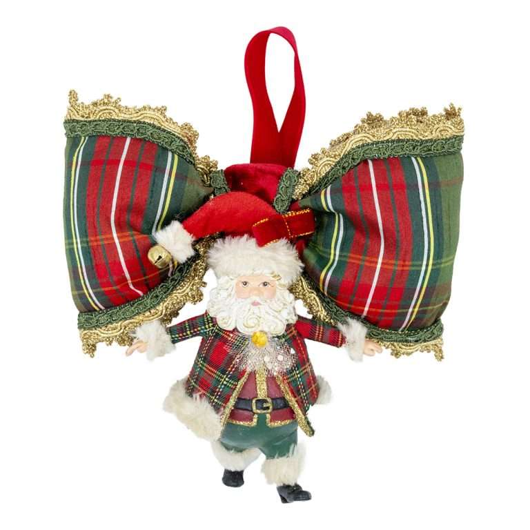 "Decorazione Babbo Natale Tartan Pendente" H21X19 CM