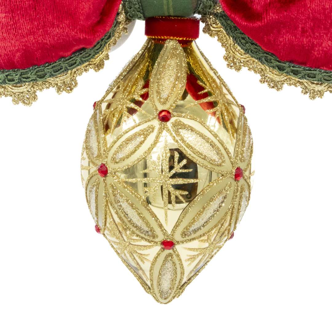 "Decorazione Sfera Oro a Punta c/ Rombi con Pietre Rosse" H24X20 – Image 2
