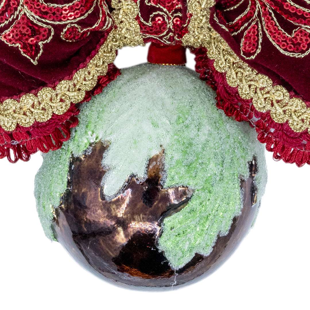 "Decorazione Sfera in Vetro Foglie" H22X19 CM D10 CM - Image 2