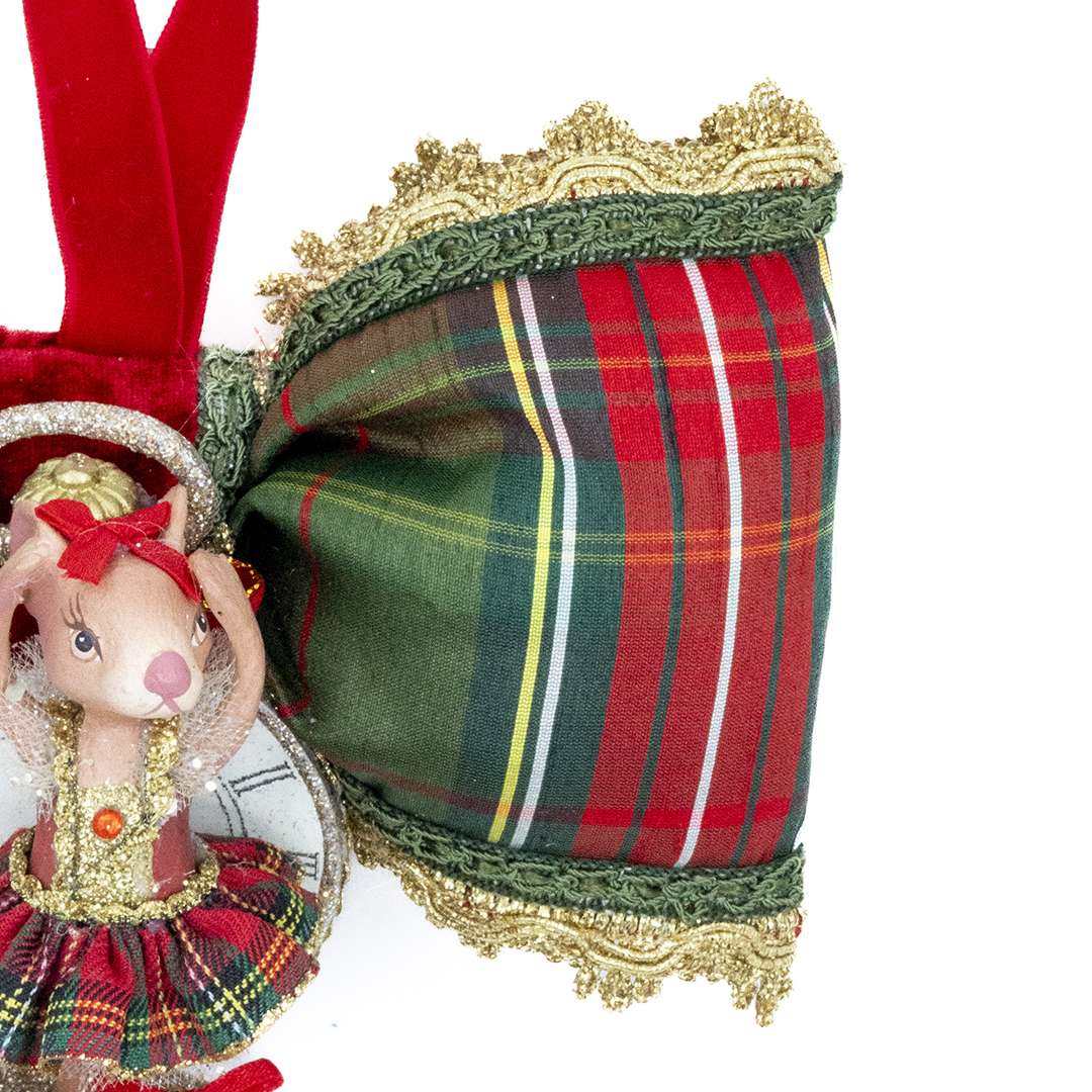 "Decorazione Ballerina Topina in Orologio Tartan" H21X19 CM - immagine 3