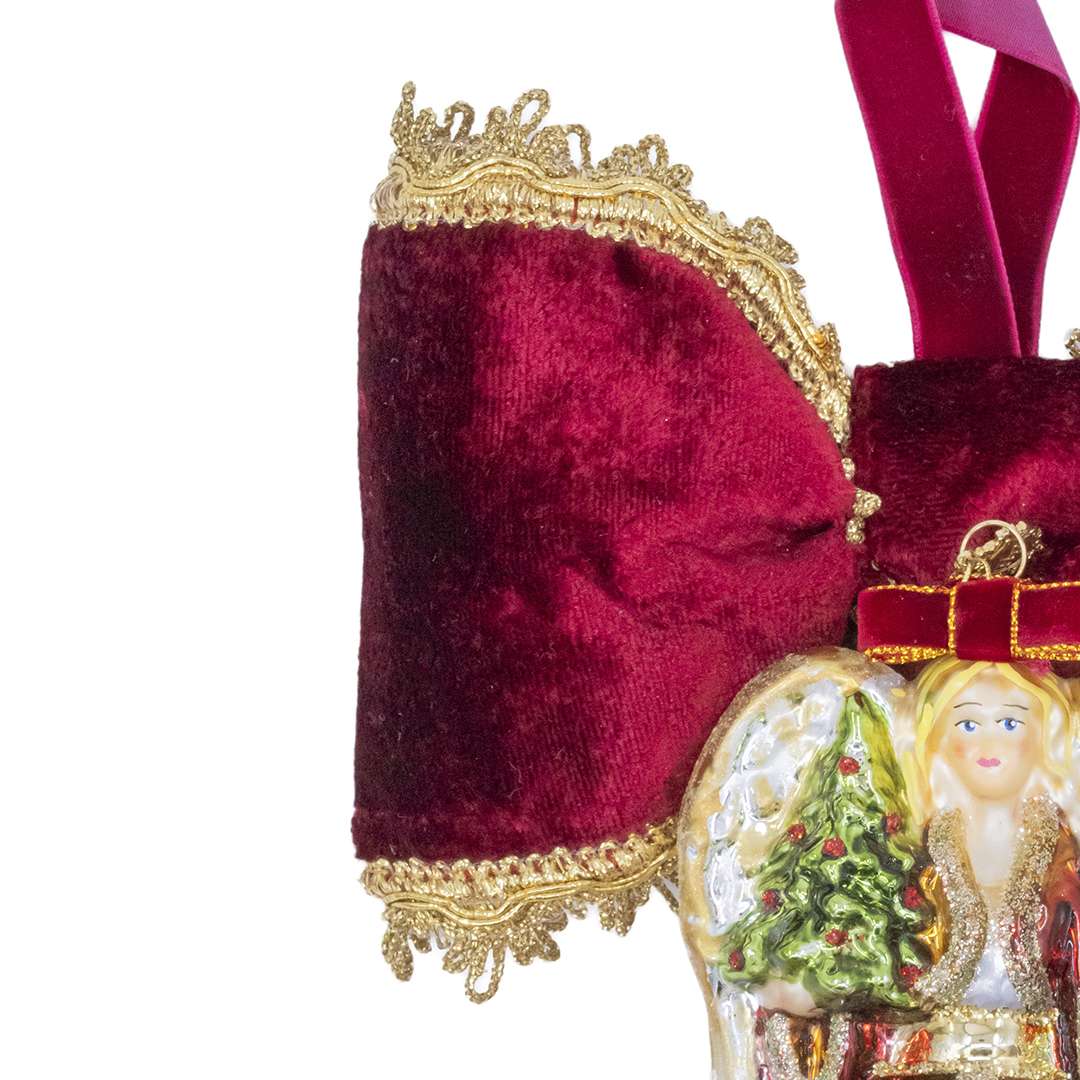 "Decorazione Angelo Oro e Bordeaux" H25X20 CM - Image 3