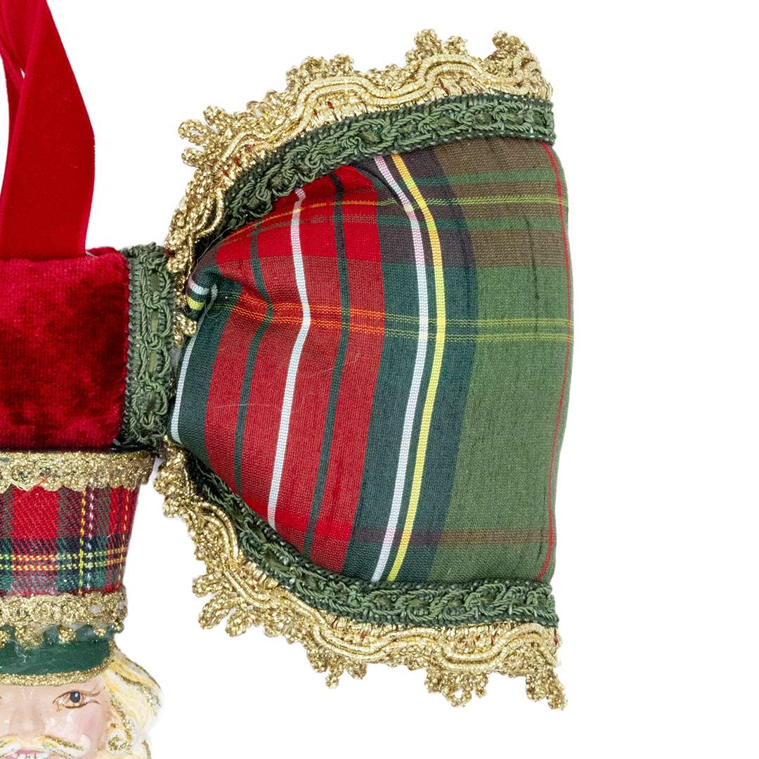 "Decorazione Schiaccianoci Natale Tartan Pendente Tartan" H21X19 CM - immagine 3