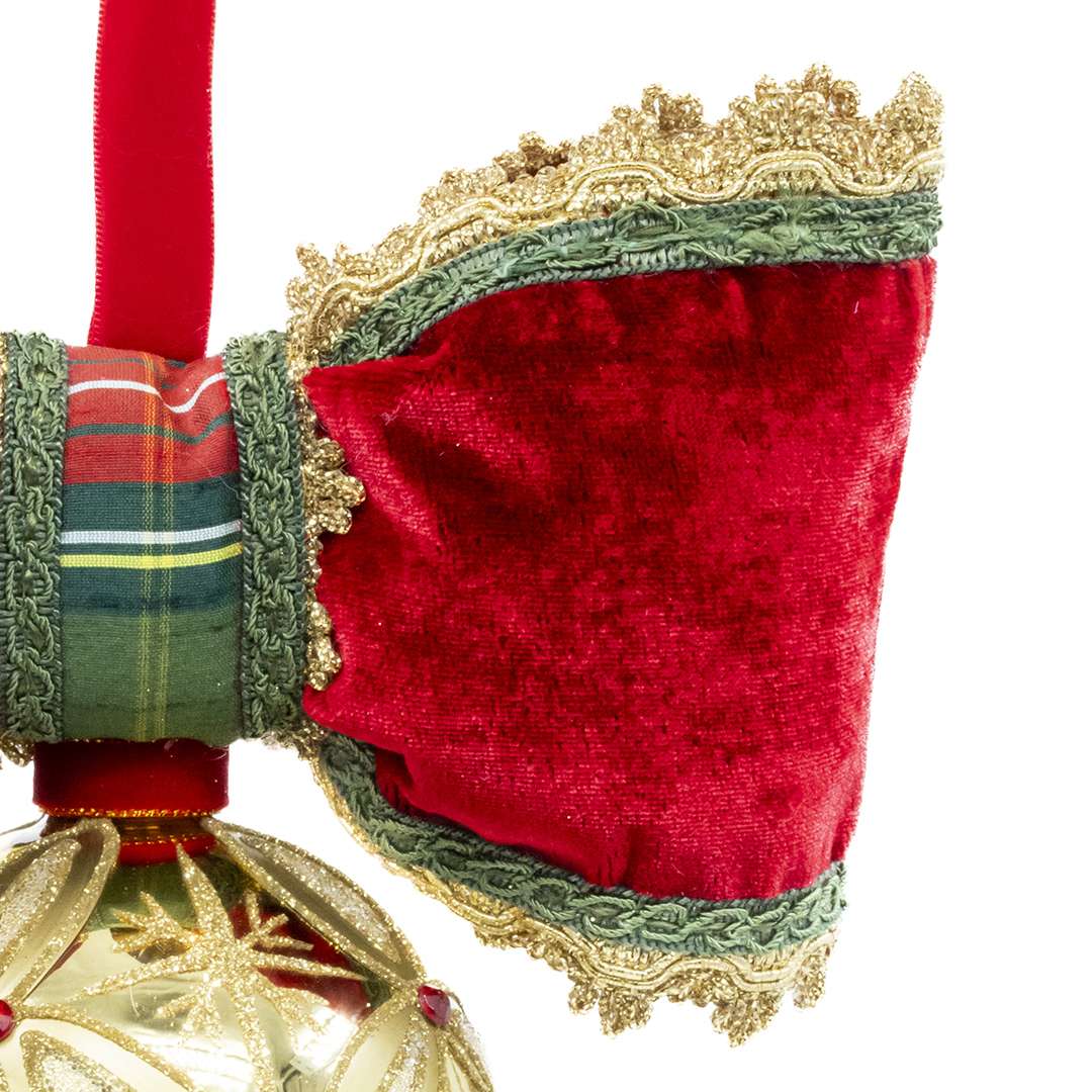 "Decorazione Sfera Gold a Rombi con Pietre Rosse" D10 H20X20 - immagine 3