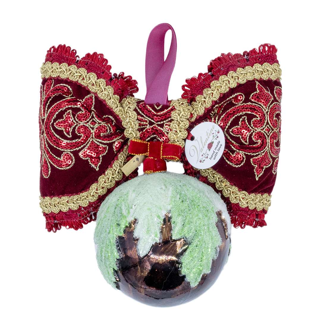 "Decorazione Sfera in Vetro Foglie" H22X19 CM D10 CM - Image 4