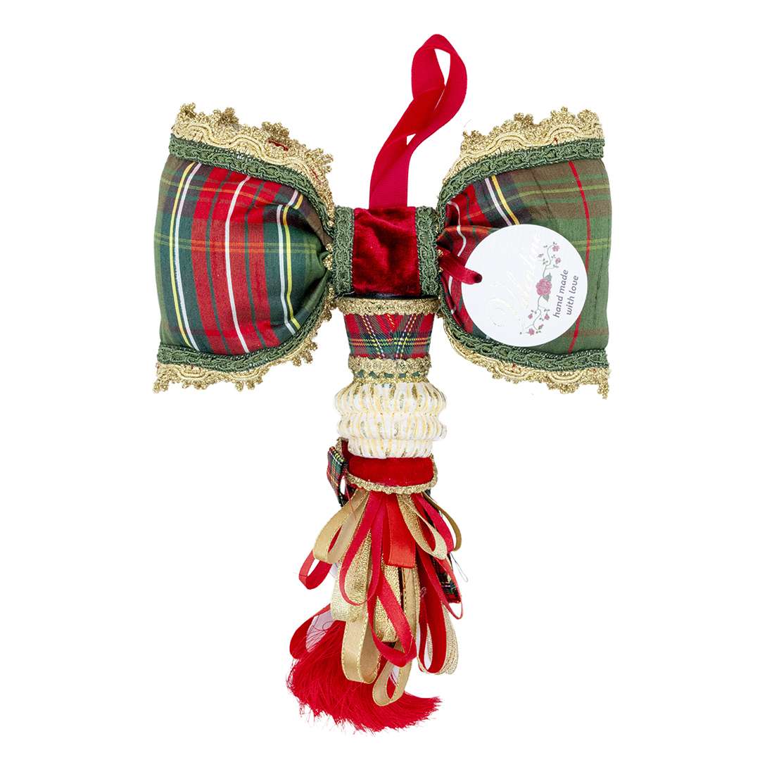 "Decorazione Schiaccianoci Natale Tartan Pendente Tartan" H21X19 CM - immagine 4
