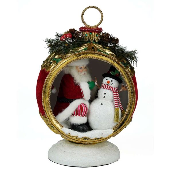 "Babbo Natale C/Pupazzo di Neve Nell'Ornamento" H38L25 CM
