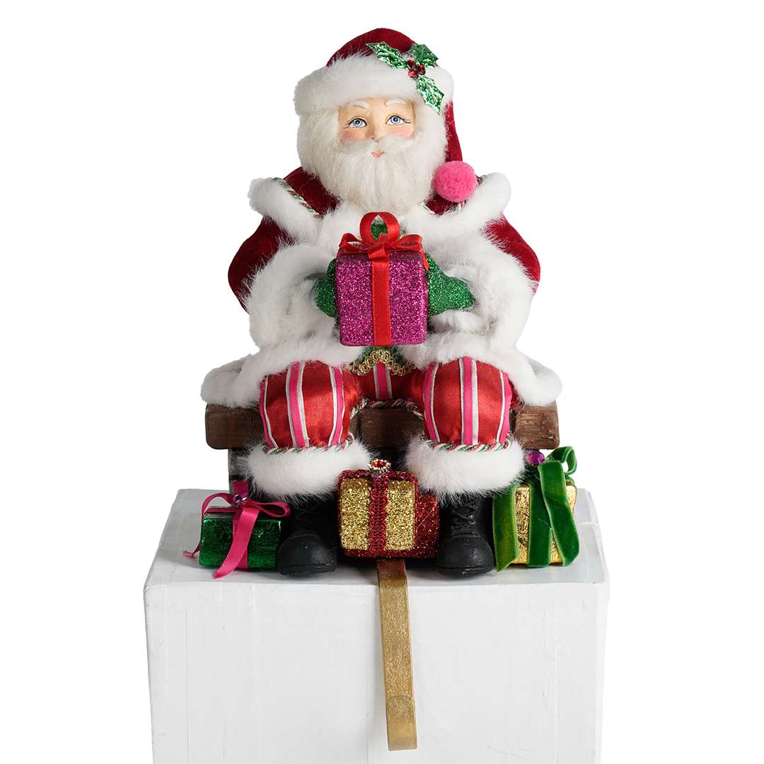"Portacalze di Babbo Natale sul Camino" H22 L20 CM
