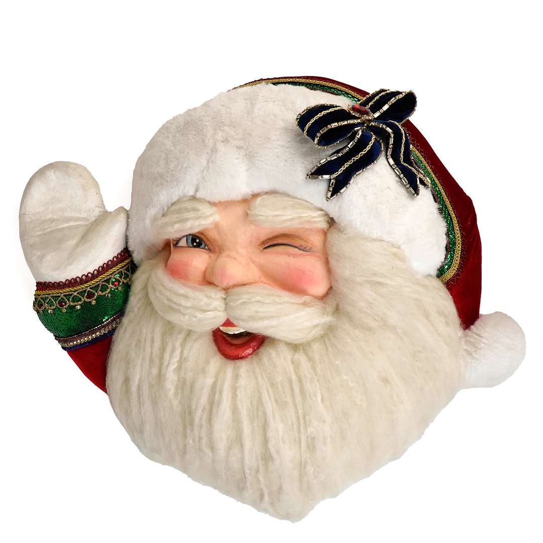 "Maschera Da Parete C/Babbo Natale Che Fa L'Occhiolino" H55 L66 CM