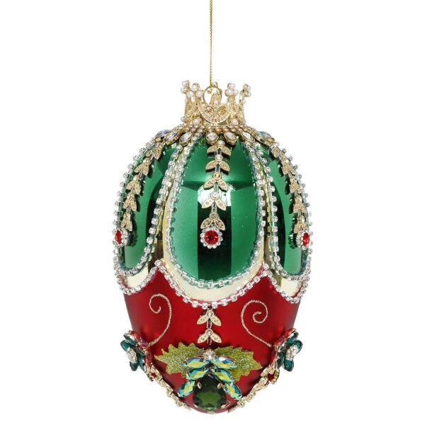 "Uovo Gioiello Natalizio Verde e Rossa" H20 CM