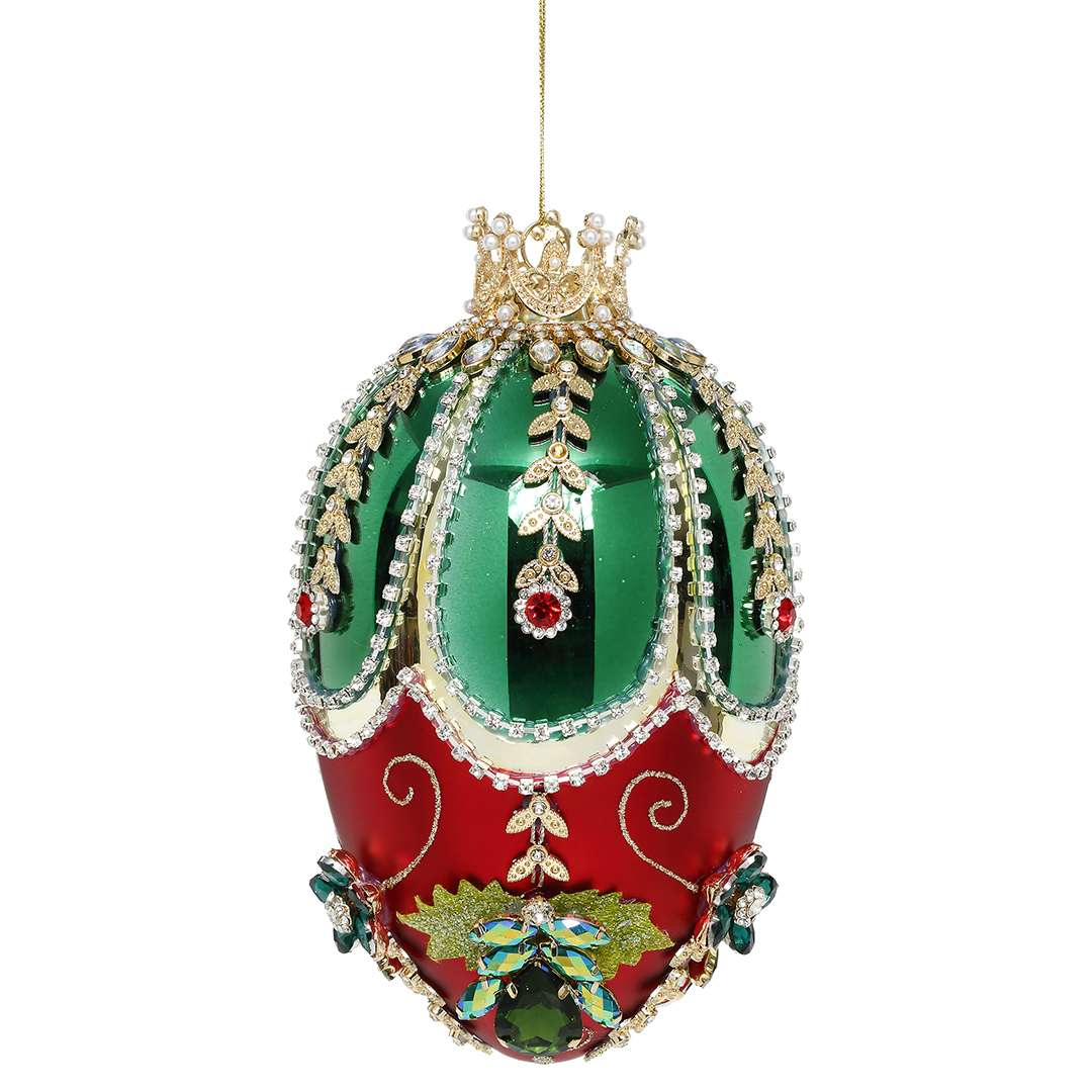 "Uovo Gioiello Natalizio Verde e Rossa" H20 CM