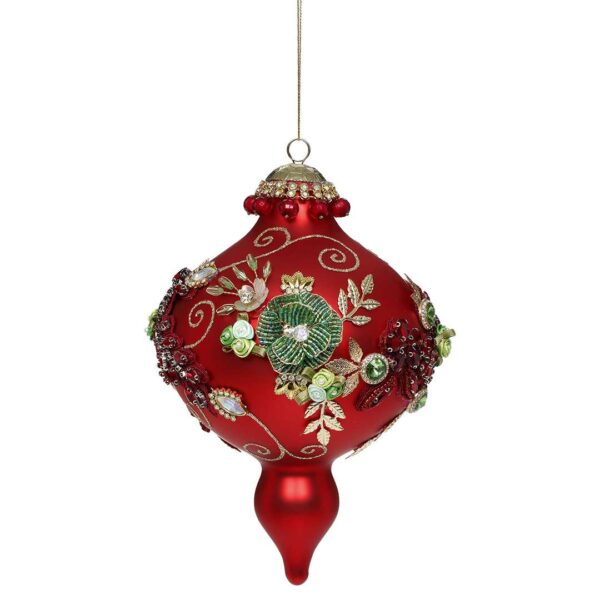 "Ornamento Finale Extra Elegante Rosso Glass Kings Jewel" H20 CM